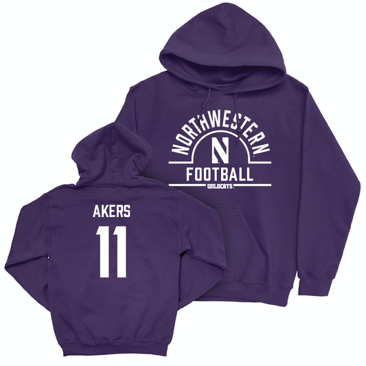 Northwestern Football Purple Arch Hoodie - Luke Akers | #11