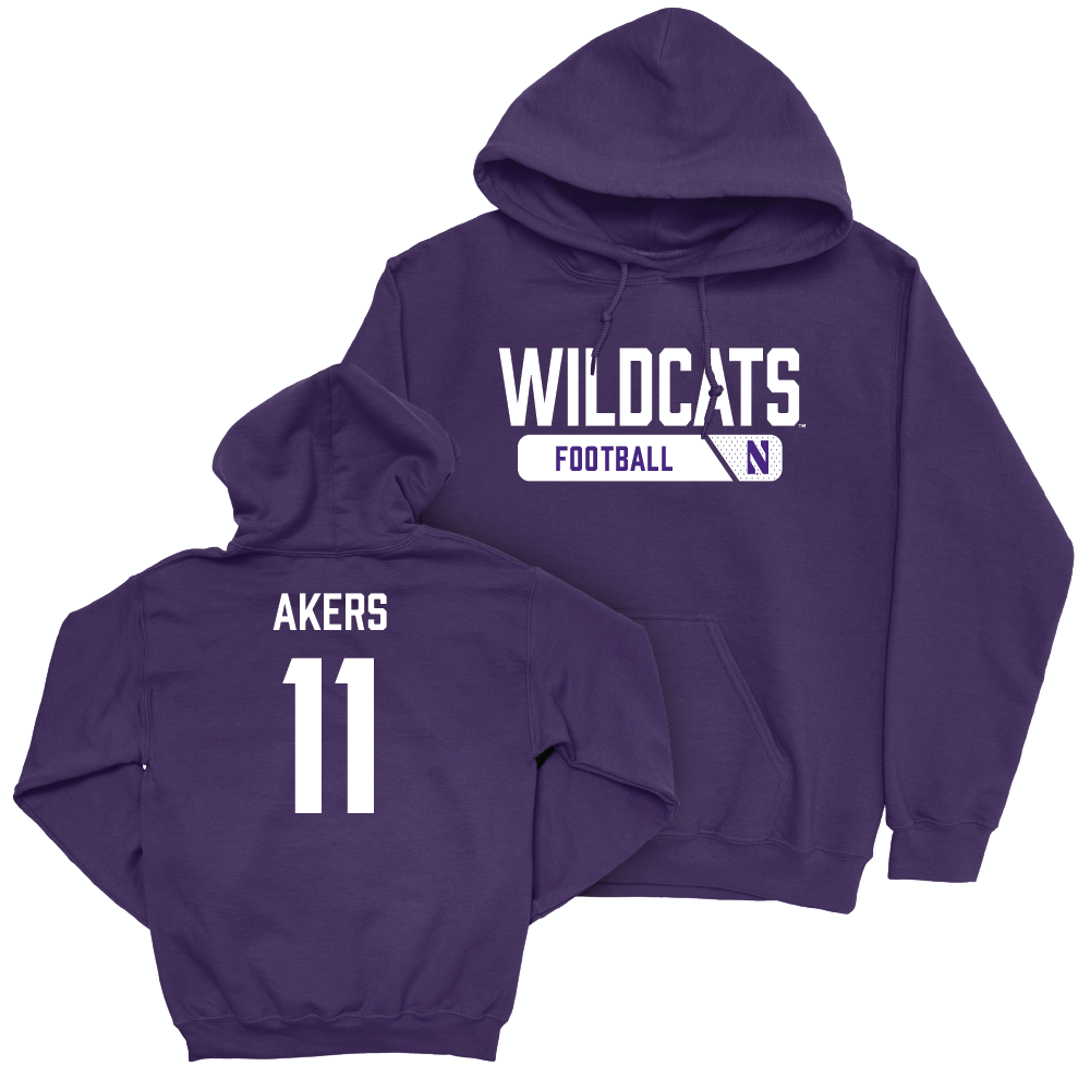 Northwestern Football Purple Staple Hoodie - Luke Akers | #11