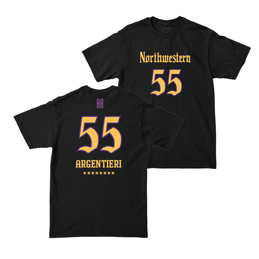 Northwestern Women's Lacrosse Black Shirsey Tee - Francesca Argentieri | #55