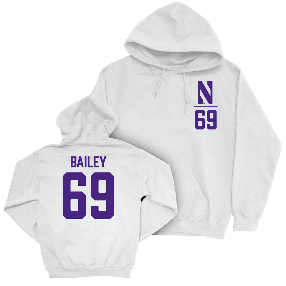 Northwestern Football White Logo Hoodie  - Jack Bailey