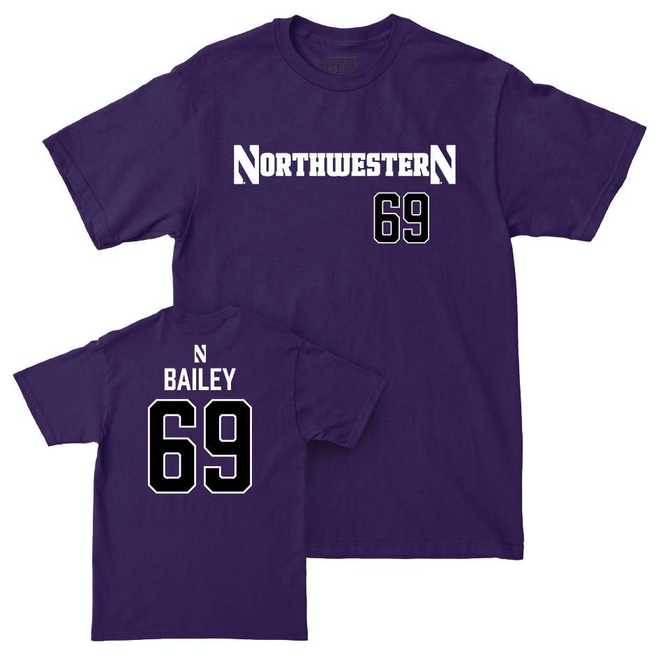 Northwestern Football Purple Sideline Tee  - Jack Bailey