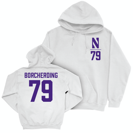 Northwestern Football White Logo Hoodie  - Jace Borcherding