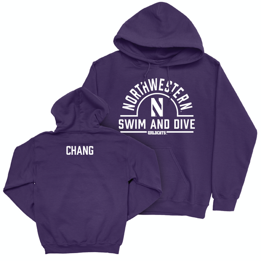 Northwestern Men's Swim & Dive Purple Arch Hoodie  - Claudia Chang