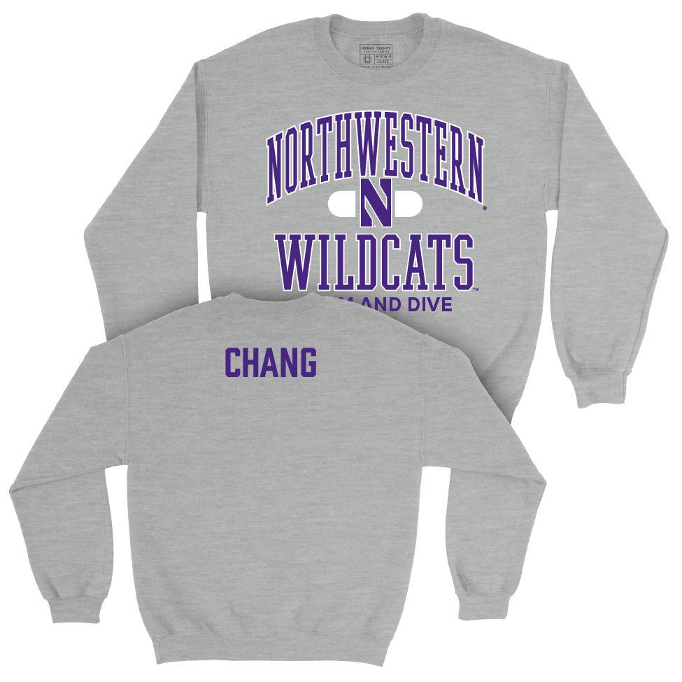 Northwestern Men's Swim & Dive Sport Grey Classic Crew  - Claudia Chang