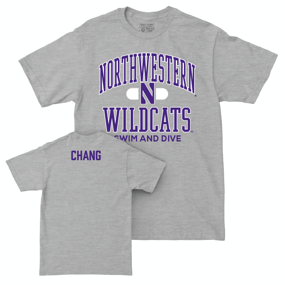 Northwestern Men's Swim & Dive Sport Grey Classic Tee  - Claudia Chang