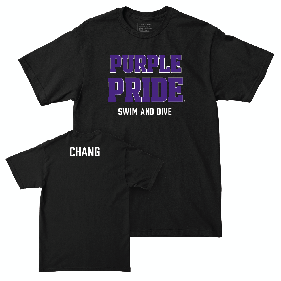 Northwestern Men's Swim & Dive Black Purple Pride Tee  - Claudia Chang