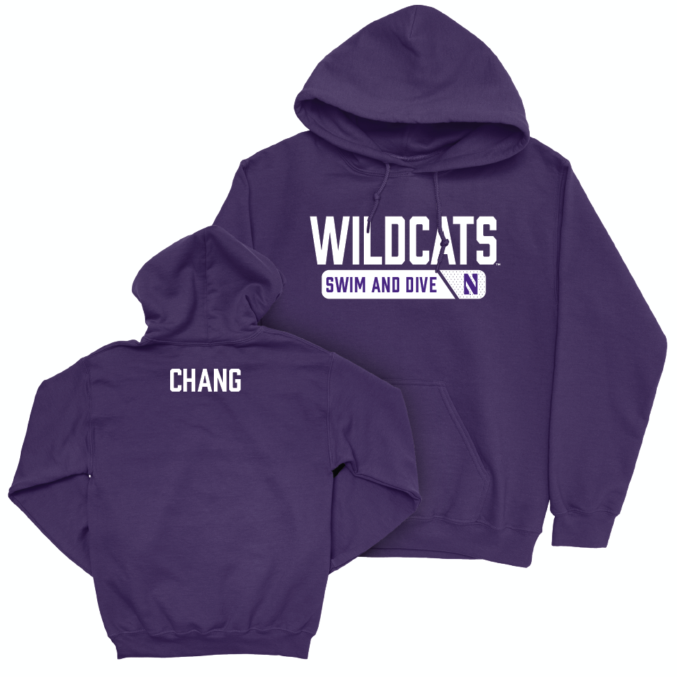 Northwestern Men's Swim & Dive Purple Staple Hoodie  - Claudia Chang