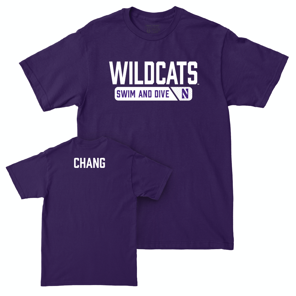 Northwestern Men's Swim & Dive Purple Staple Tee  - Claudia Chang