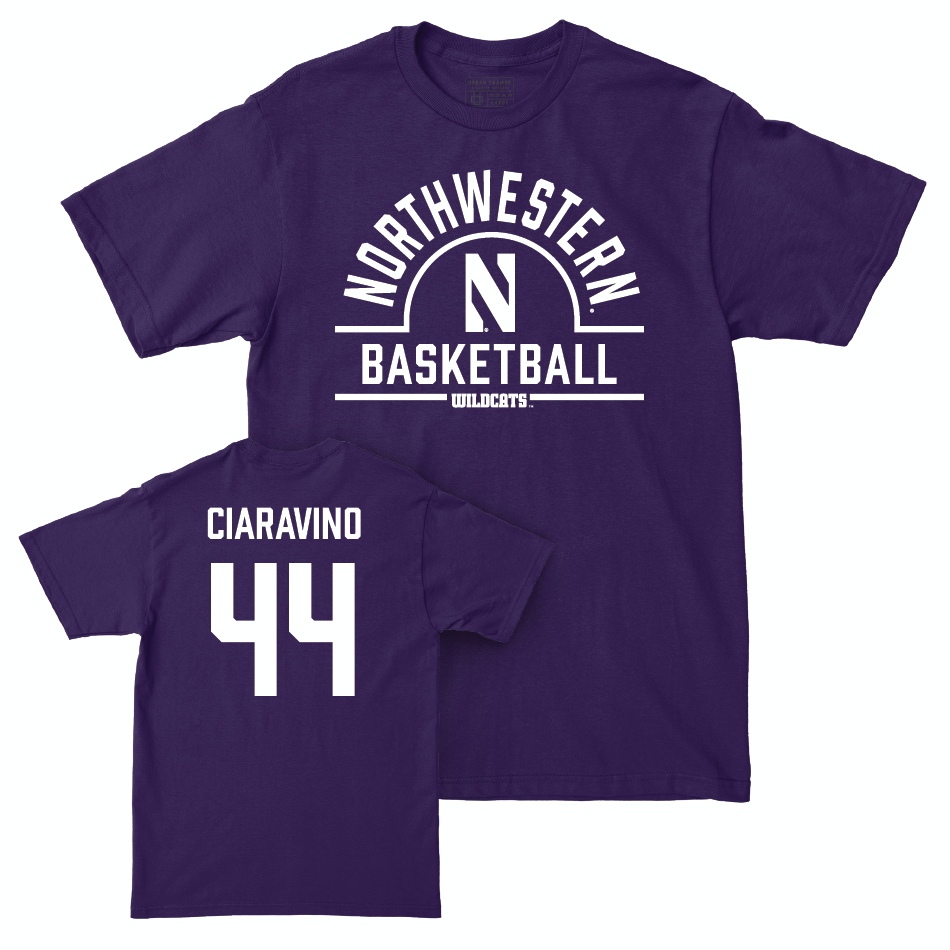 Northwestern Men's Basketball Purple Arch Tee  - Angelo Ciaravino