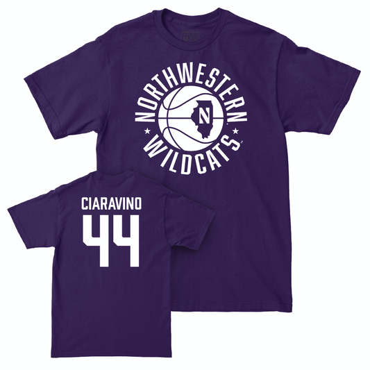 Northwestern Men's Basketball Purple Hardwood Tee  - Angelo Ciaravino