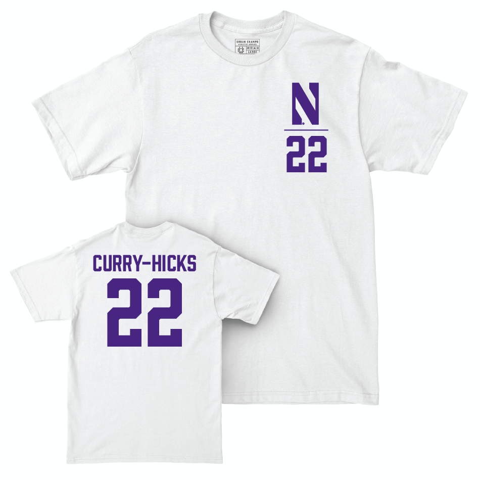 Northwestern Football White Logo Comfort Colors Tee  - Terrion Curry-hicks