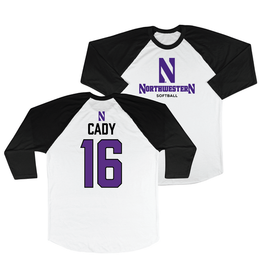 Northwestern Softball 3/4 Sleeve Raglan Tee - Hannah Cady | #16