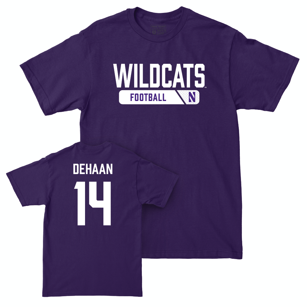 Northwestern Football Purple Staple Tee - Joe DeHaan | #14