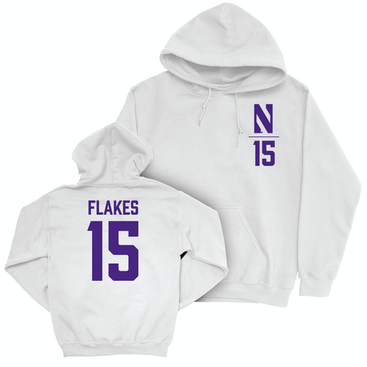 Northwestern Football White Logo Hoodie - Brendan Flakes | #15