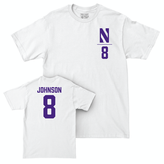 Northwestern Women's Volleyball White Logo Comfort Colors Tee  - Rachel Johnson