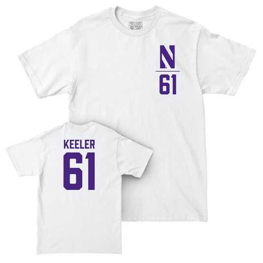 Northwestern Football White Logo Comfort Colors Tee  - Matt Keeler