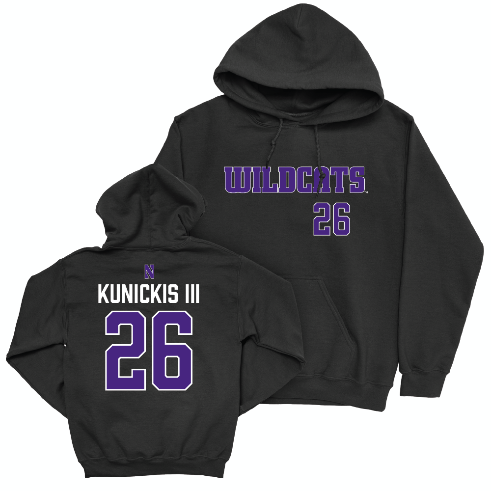 Northwestern Football Black Club Hoodie - Albert Kunickis III | #26