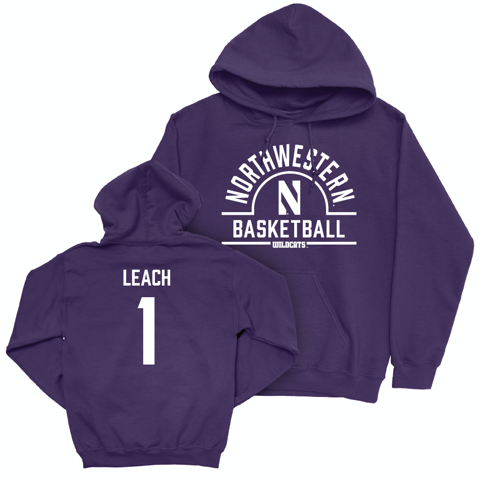 Northwestern Men's Basketball Purple Arch Hoodie  - Jalen Leach