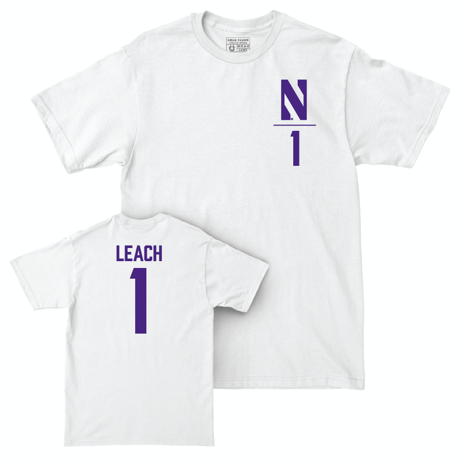 Northwestern Men's Basketball White Logo Comfort Colors Tee  - Jalen Leach