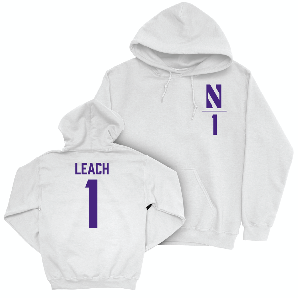 Northwestern Men's Basketball White Logo Hoodie  - Jalen Leach