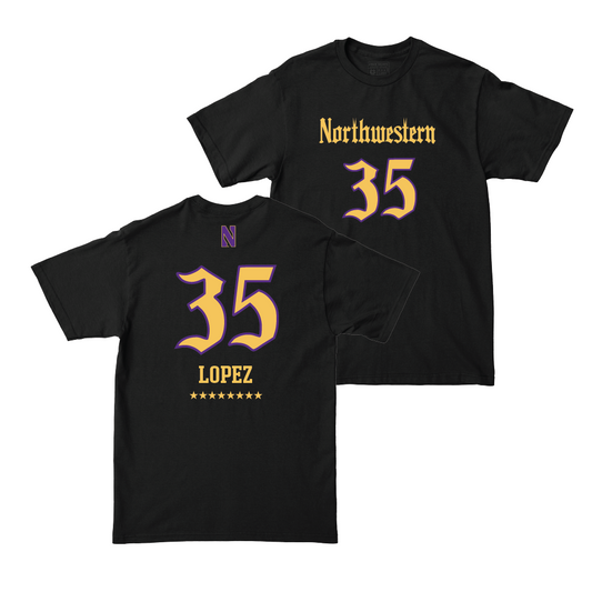 Northwestern Women's Lacrosse Black Shirsey Tee - Natalie Lopez | #35