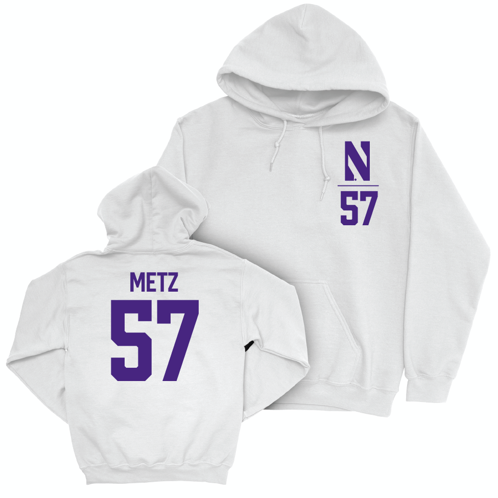 Northwestern Football White Logo Hoodie  - Greyson Metz