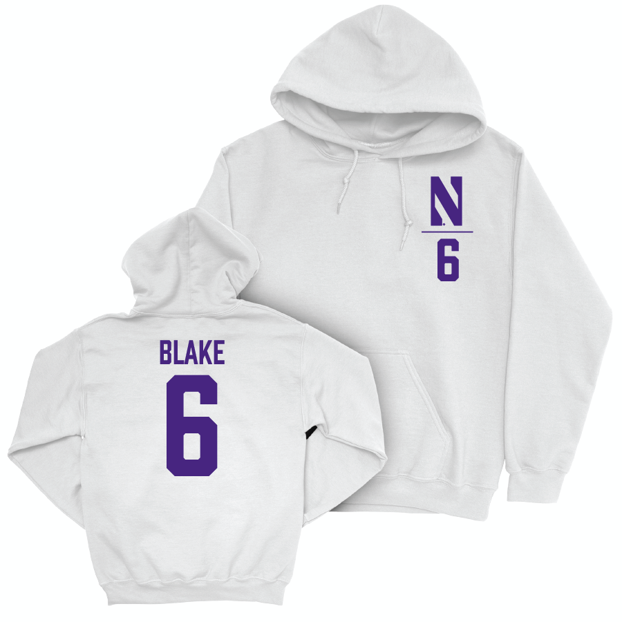 Northwestern Women's Lacrosse White Logo Hoodie - Alex Blake | #6 Youth Small