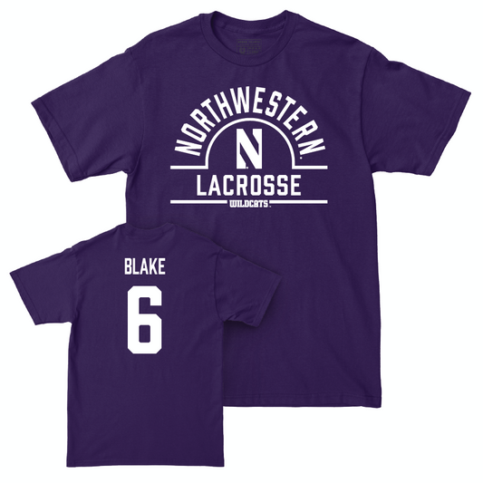 Northwestern Women's Lacrosse Purple Arch Tee - Alex Blake | #6 Youth Small