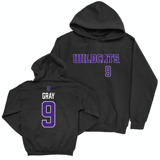 Northwestern Football Black Club Hoodie - Aidan Gray | #9 Youth Small