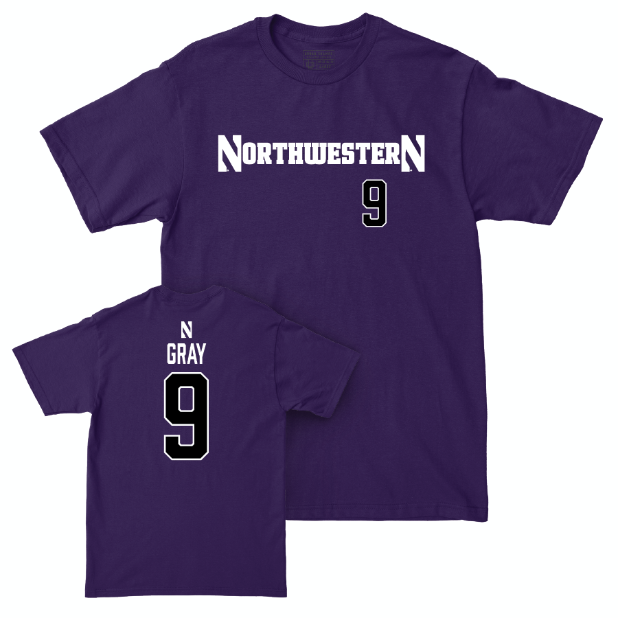 Northwestern Football Purple Sideline Tee - Aidan Gray | #9 Youth Small