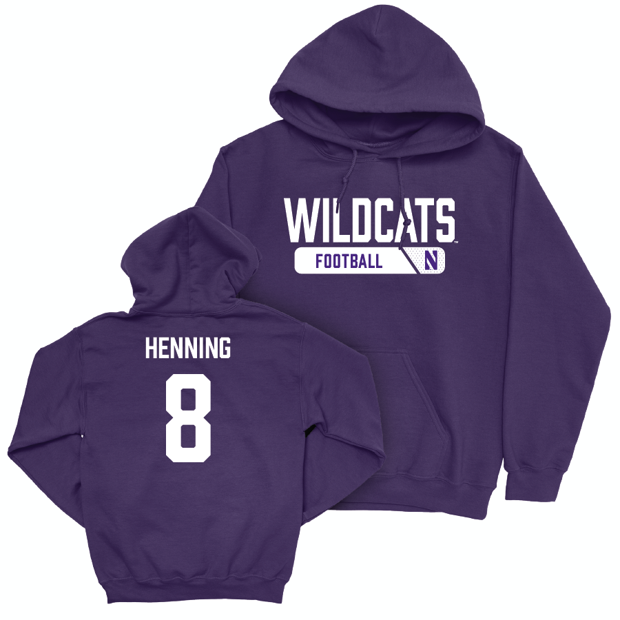 Northwestern Football Purple Staple Hoodie - Aj Henning | #8 Youth Small