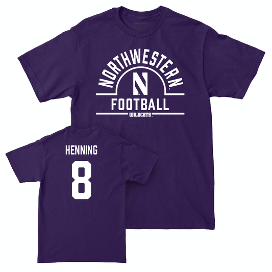 Northwestern Football Purple Arch Tee - Aj Henning | #8 Youth Small