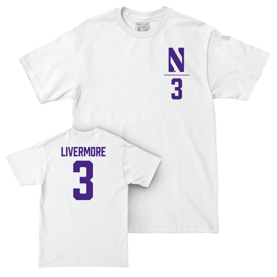 Northwestern Baseball White Logo Comfort Colors Tee - Anthony Livermore #3 Youth Small