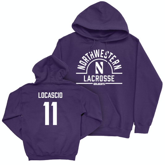 Northwestern Women's Lacrosse Purple Arch Hoodie - Abby LoCascio | #11 Youth Small