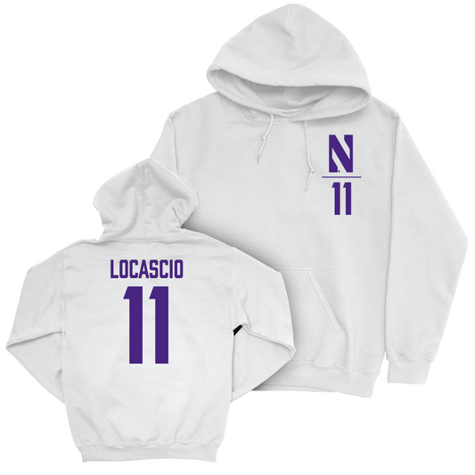 Northwestern Women's Lacrosse White Logo Hoodie - Abby LoCascio | #11 Youth Small
