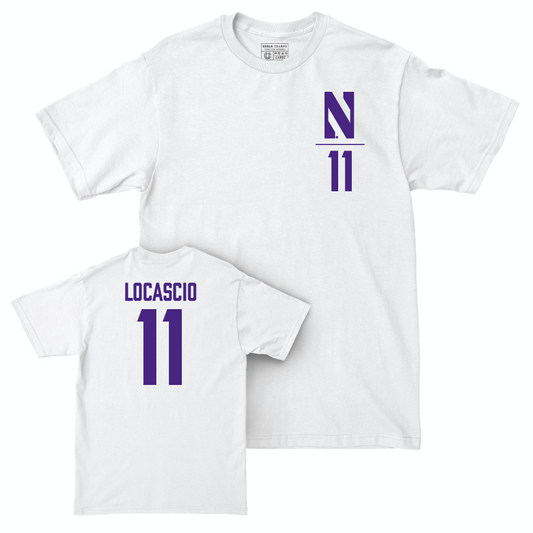 Northwestern Women's Lacrosse White Logo Comfort Colors Tee - Abby LoCascio | #11 Youth Small