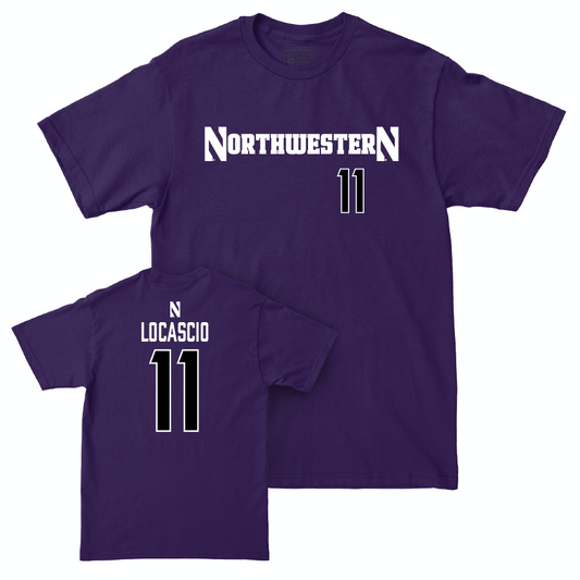 Northwestern Women's Lacrosse Purple Sideline Tee - Abby LoCascio | #11 Youth Small