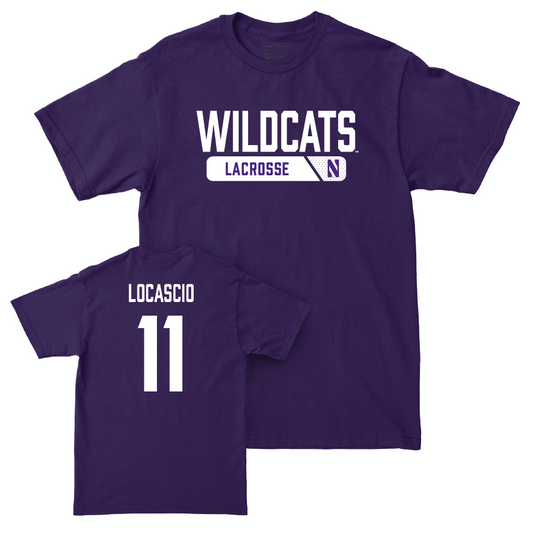 Northwestern Women's Lacrosse Purple Staple Tee - Abby LoCascio | #11 Youth Small