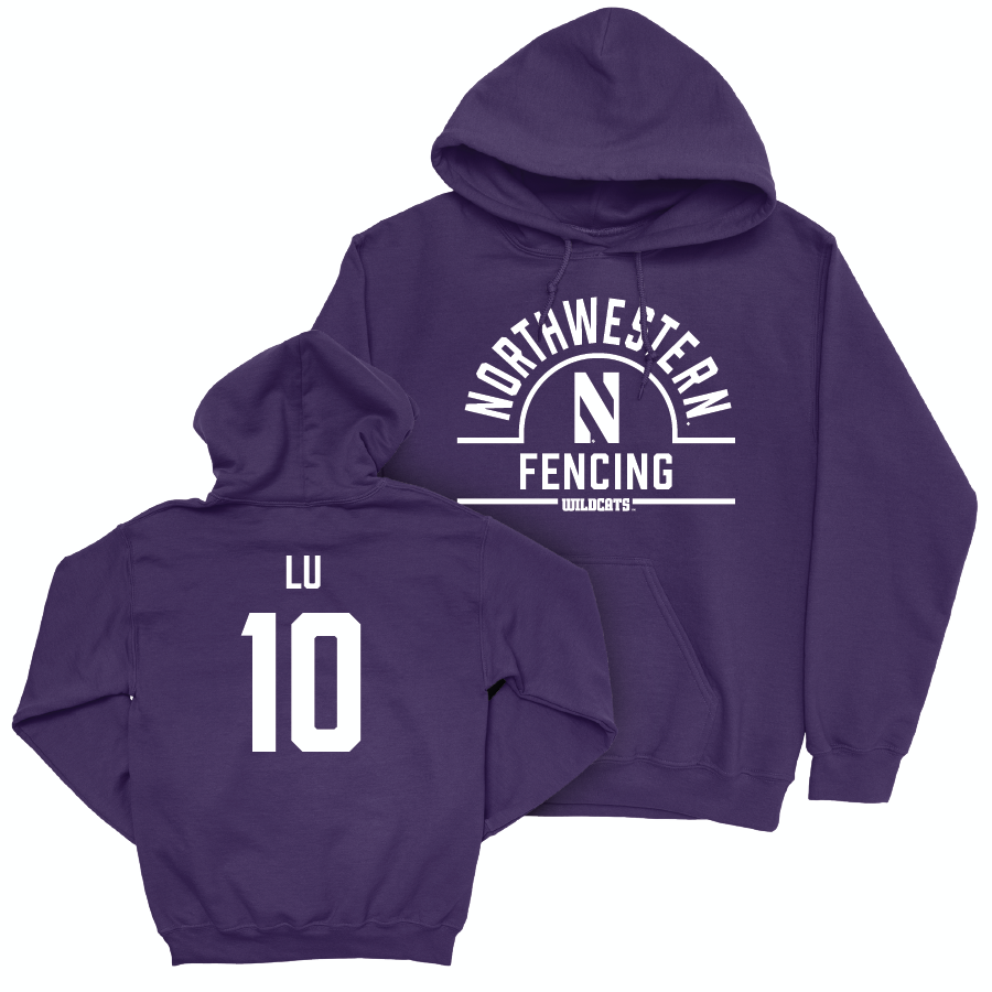 Northwestern Women's Fencing Purple Arch Hoodie - Amy Lu | #10 Youth Small