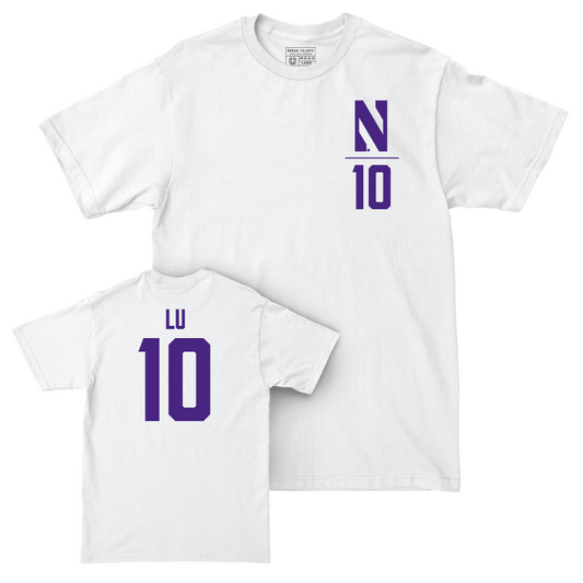 Northwestern Women's Fencing White Logo Comfort Colors Tee - Amy Lu | #10 Youth Small