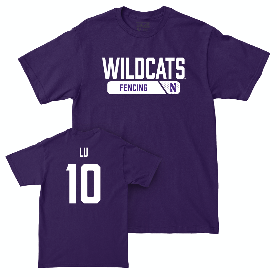 Northwestern Women's Fencing Purple Staple Tee - Amy Lu | #10 Youth Small