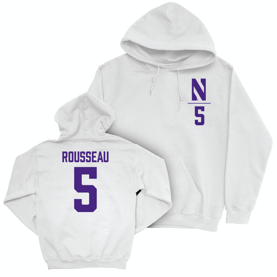 Northwestern Women's Volleyball White Logo Hoodie - Alexa Rousseau | #5 Youth Small