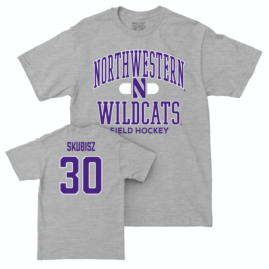 Northwestern Women's Field Hockey Sport Grey Classic Tee - Annabel Skubisz | #30 Youth Small