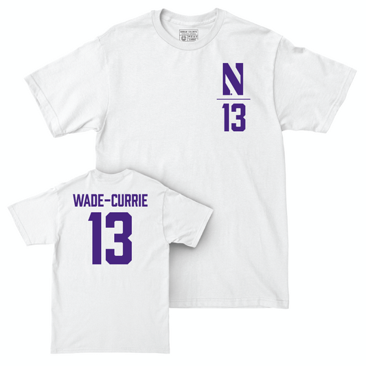 Northwestern Women's Fencing White Logo Comfort Colors Tee - Ava Wade-Currie | #13 Youth Small