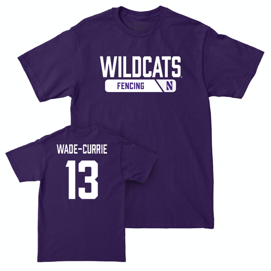 Northwestern Women's Fencing Purple Staple Tee - Ava Wade-Currie | #13 Youth Small