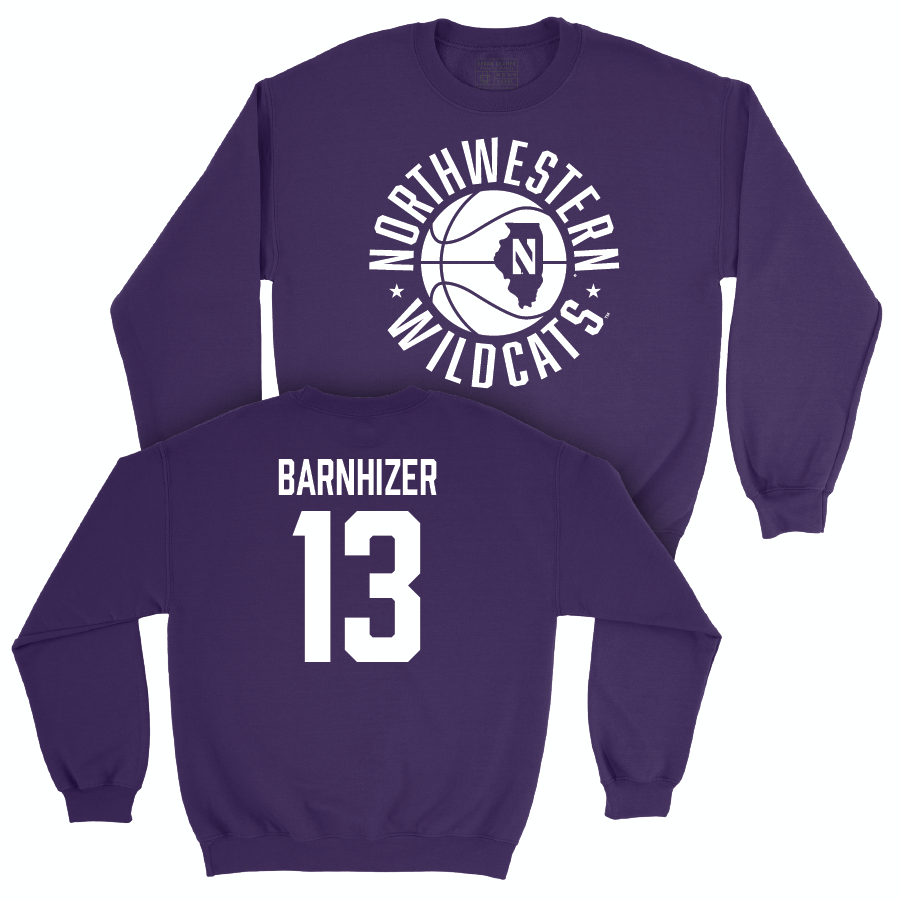 Northwestern Men's Basketball Purple Hardwood Crew - Brooks Barnhizer | #13 Youth Small