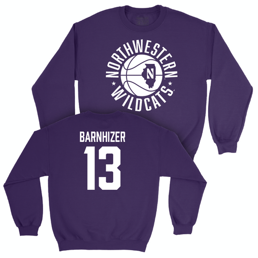 Northwestern Men's Basketball Purple Hardwood Crew - Brooks Barnhizer | #13 Youth Small