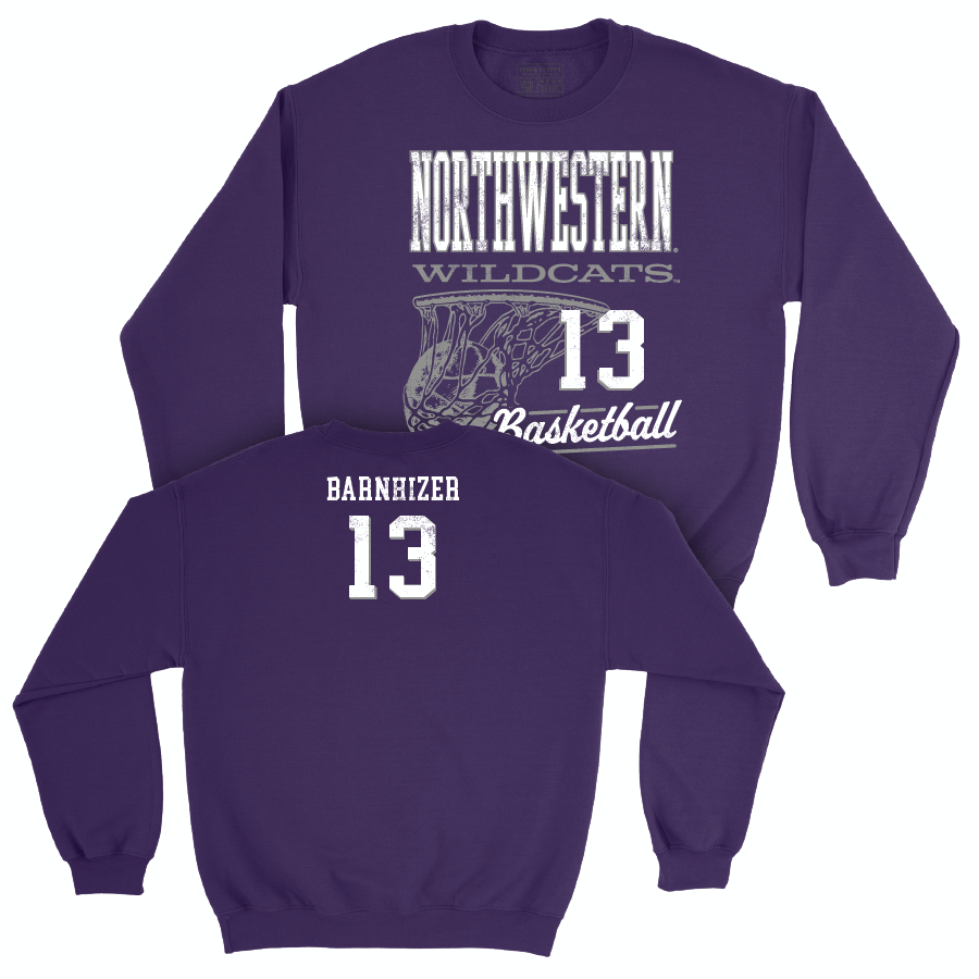 Northwestern Men's Basketball Purple Hoops Crew - Brooks Barnhizer | #13 Youth Small