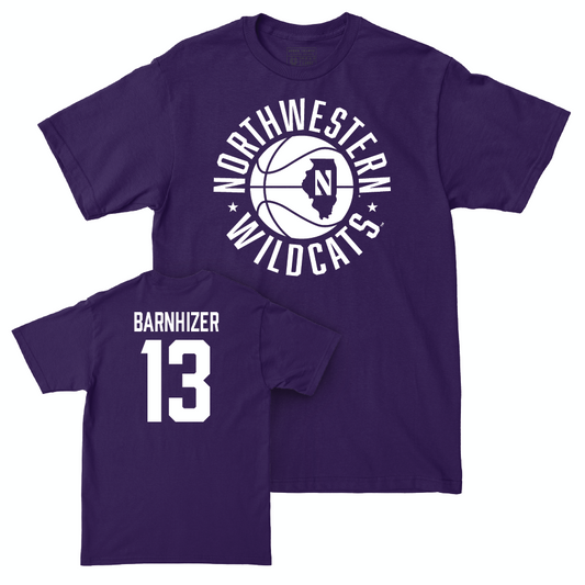 Northwestern Men's Basketball Purple Hardwood Tee - Brooks Barnhizer | #13 Youth Small