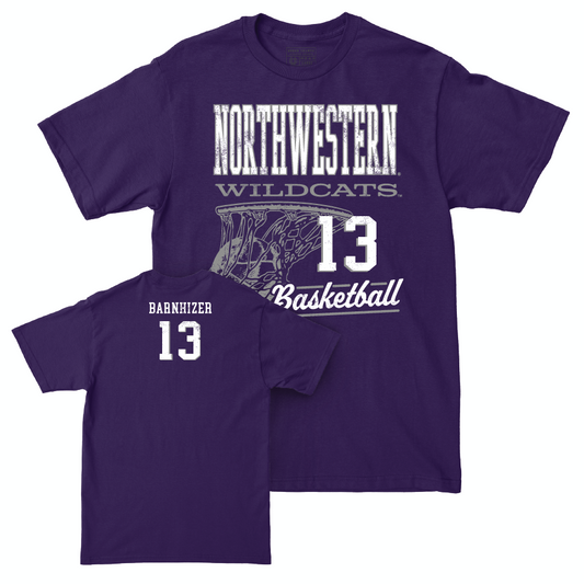 Northwestern Men's Basketball Purple Hoops Tee - Brooks Barnhizer | #13 Youth Small